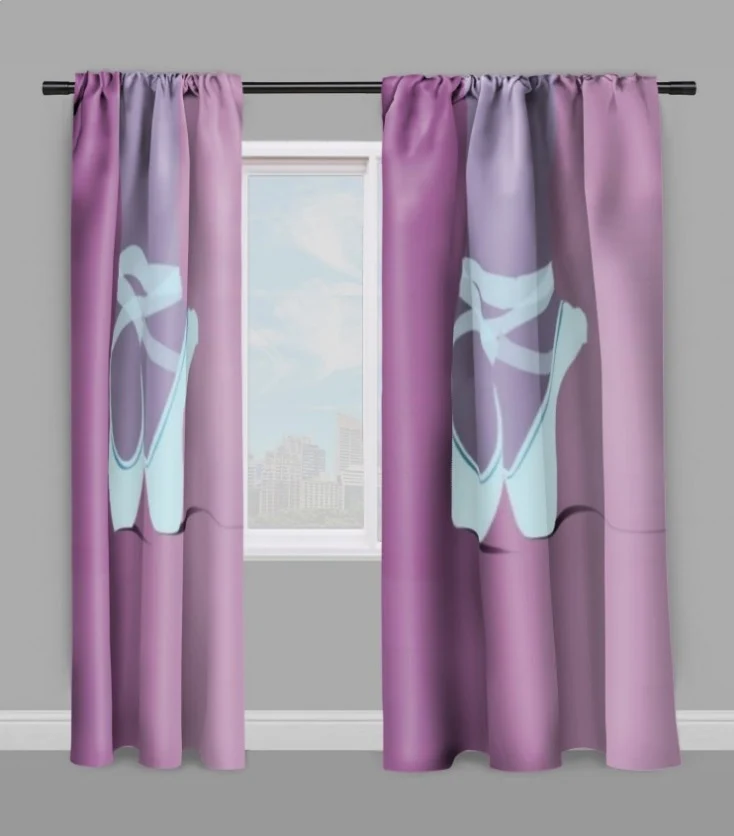 Tissu au mètre motif rideau Pointe Danseuse Ballerine Fabric ballerina pattern curtain