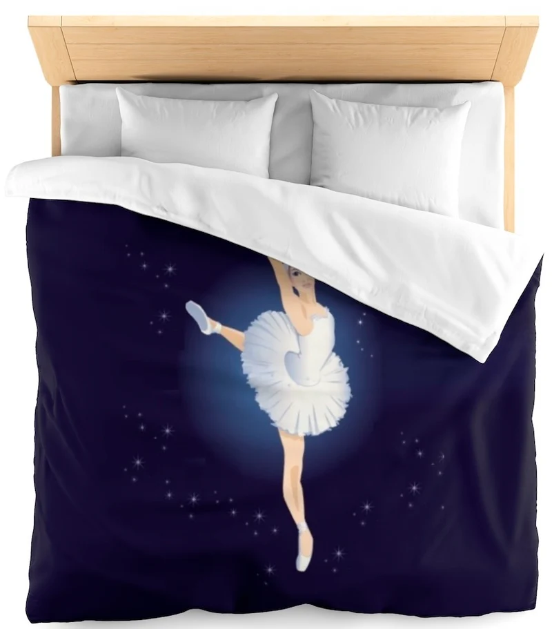 Tissu au mètre bleu motif Danseuse Classique étoile Ballet Lac des Cygnes Opéra