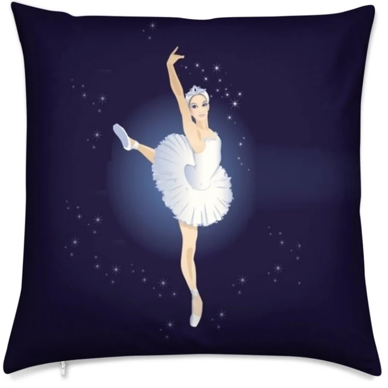 Tissu au mètre bleu motif Danseuse Classique étoile Ballet Lac des Cygnes Opéra
