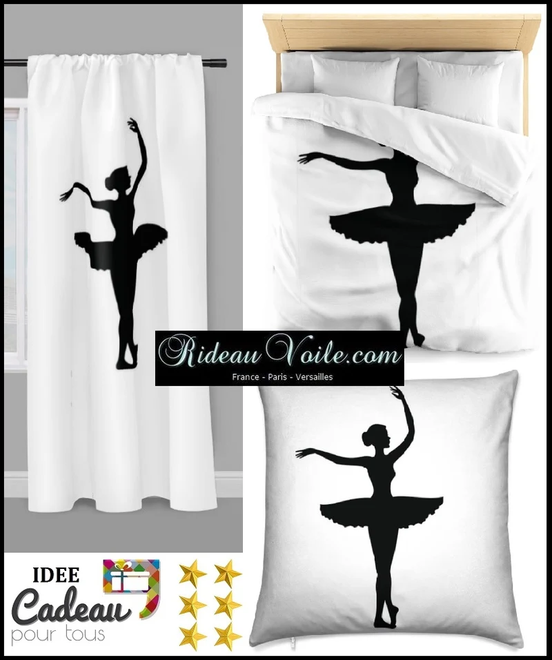 Tissu au mètre déco motif chambre Danseuse Classique étoile Ballet silhouette