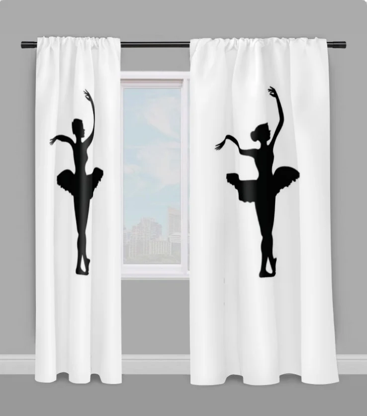 Tissu au mètre déco motif chambre Danseuse Classique étoile Ballet silhouette