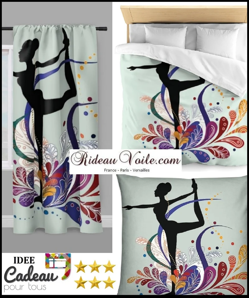Tissu au mètre motif Danseuse sport imprimé silhouette yoga dandayamana rideau