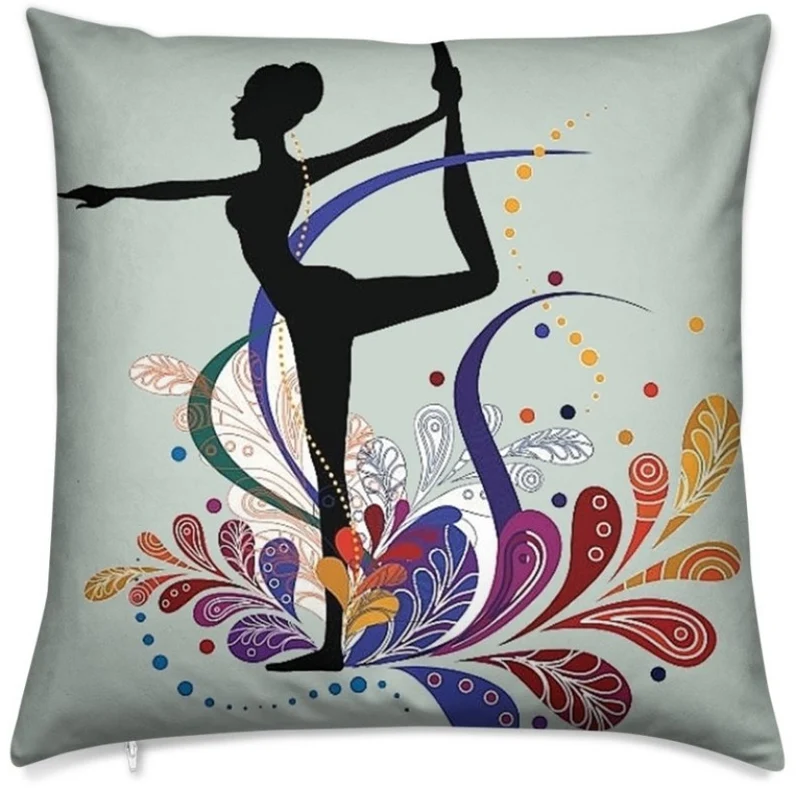 Tissu au mètre motif Danseuse sport imprimé silhouette yoga dandayamana rideau