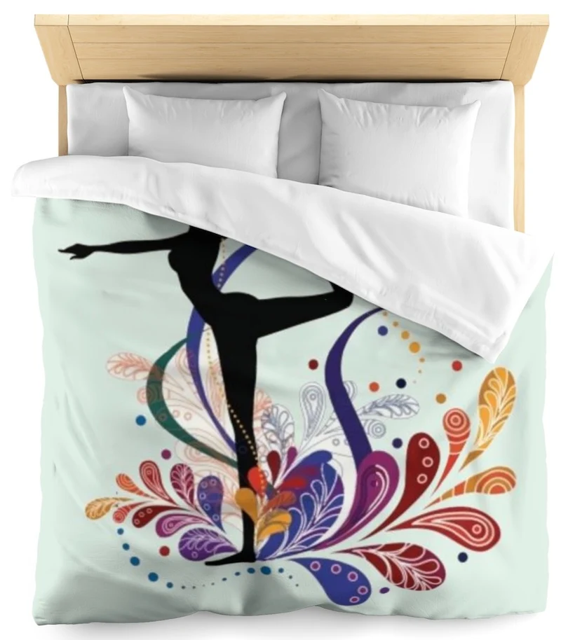 Tissu au mètre motif Danseuse sport imprimé silhouette yoga dandayamana rideau