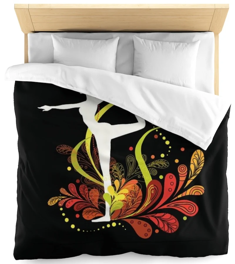 Tissu au mètre motif Danseuse sport séance silhouette yoga dandayamana arc en ciel