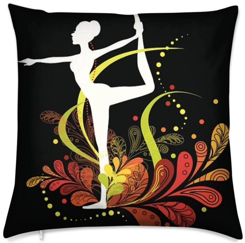 Tissu au mètre motif Danseuse sport séance silhouette yoga dandayamana arc en ciel