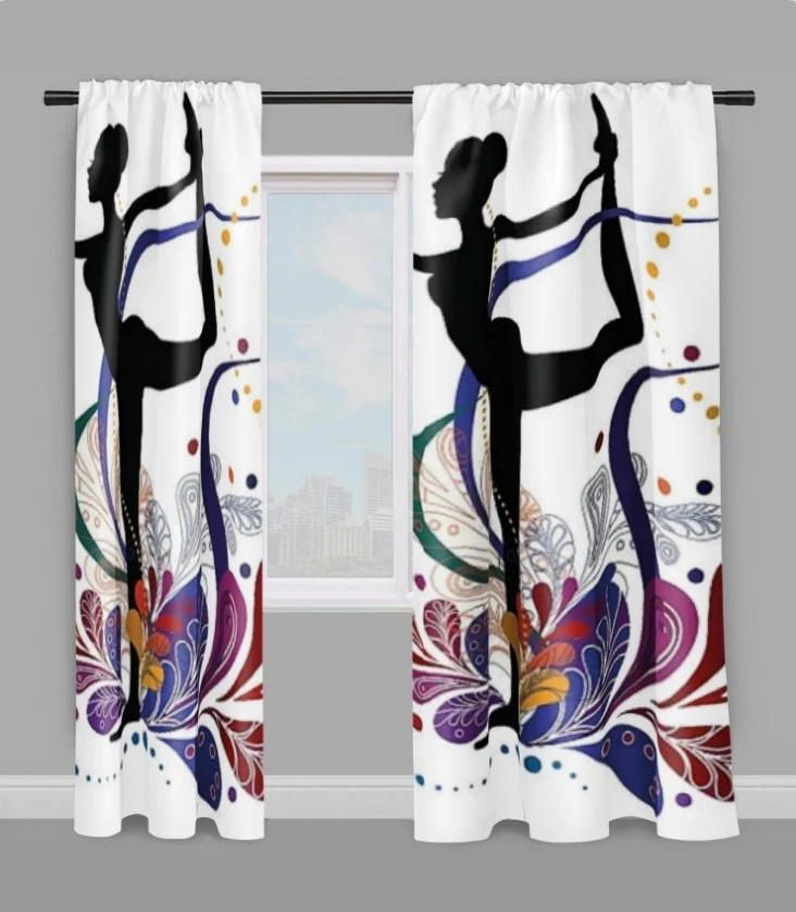 Tissu au mètre motif imprimé Danseuse L'Arc Debout Dandayamana-Dhanurasana