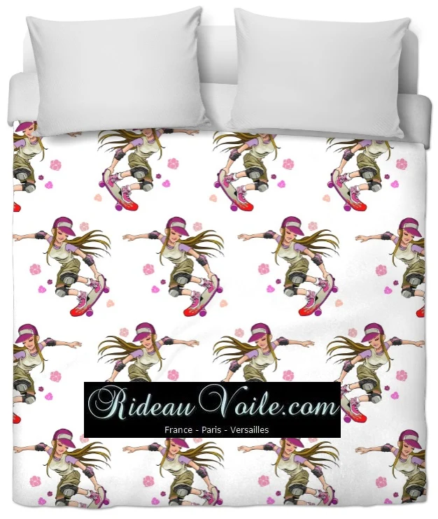 Tissu ameublement mètre motif skateboard Graffiti skate rideau couette skateuse fille