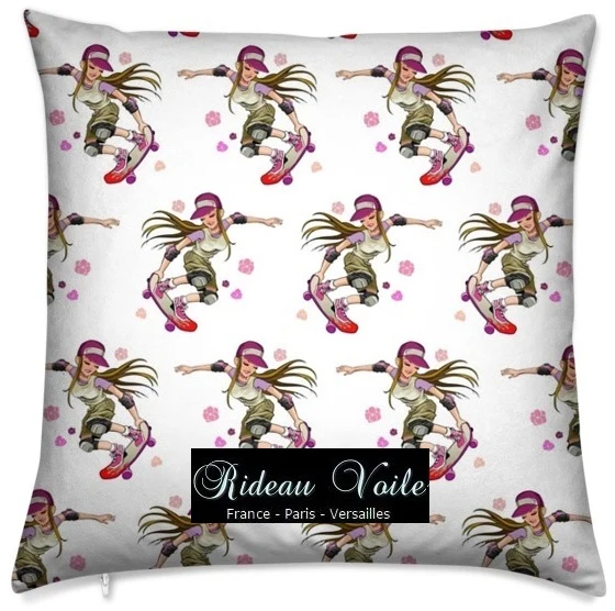 Tissu ameublement mètre motif skateboard Graffiti skate rideau couette skateuse fille