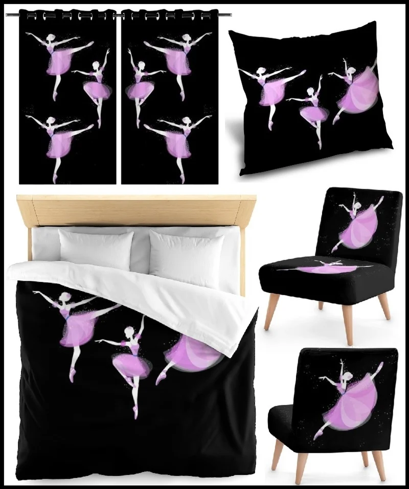 Tissu au mètre motif rideau voilage Danseuse Fabric ballerina pattern curtain drapes