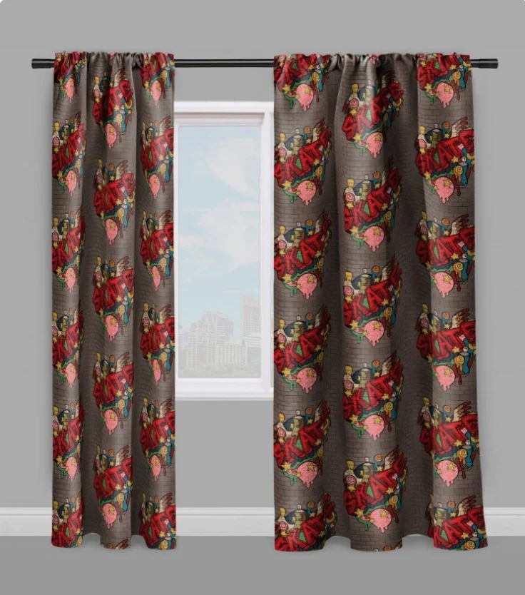 Tissu ameublement tapisserie mètre motif Graffiti skate rideau couette enfant Ado