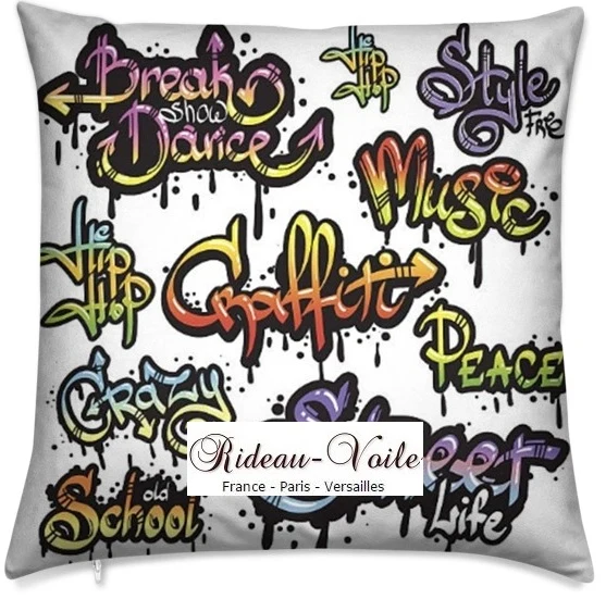 Tissu ameublement mètre motif tag imprimé Graffiti rideau couette Ado Pop Art