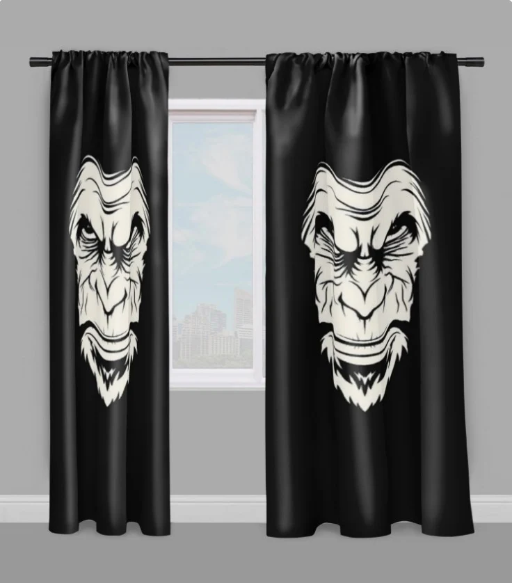 Tissu au mètre motif Exotique Jungle Graffiti face gorille animal rideau couette occultant