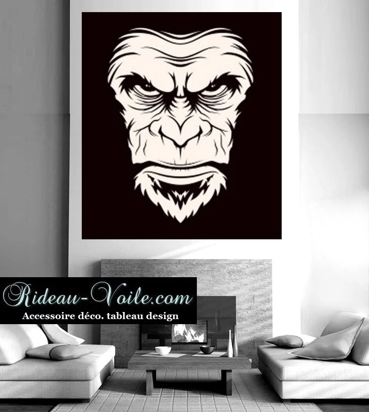 Tissu au mètre motif Exotique Jungle Graffiti face gorille animal rideau couette occultant