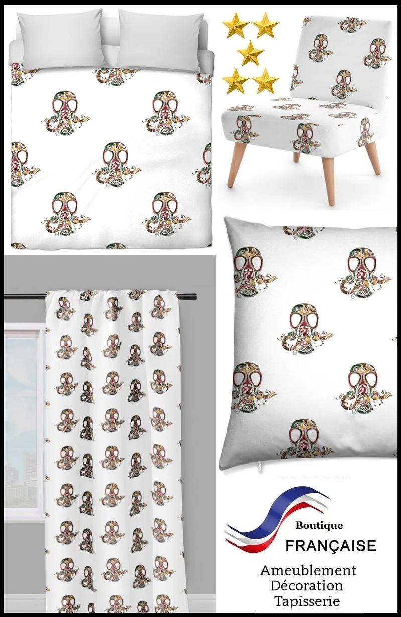 Tissu au mètre motif tag Graffiti masque sur rideau coussin couette