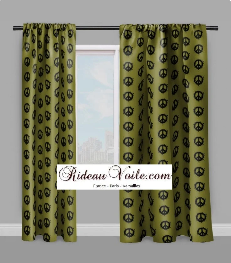Tissu au mètre motif tag Graffiti vert kaki ado jeune rideau coussin couette