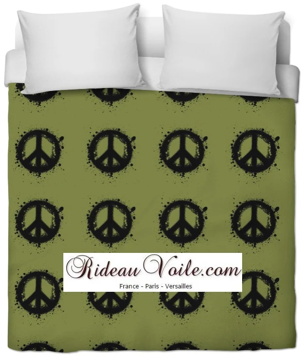 Tissu au mètre motif tag Graffiti vert kaki ado jeune rideau coussin couette