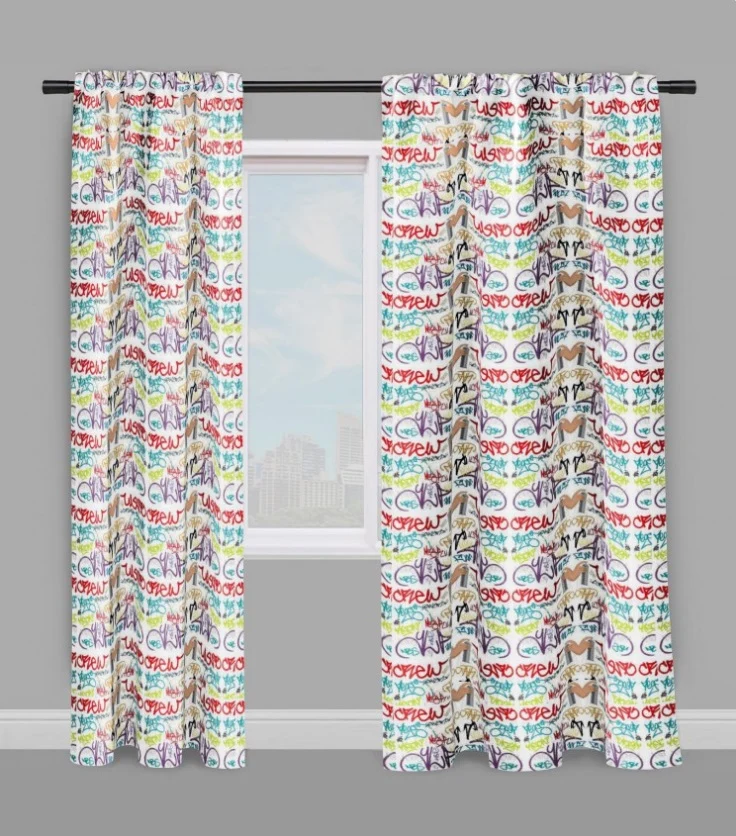 Tissu au mètre motif tag Graffiti bombe couleur rideau coussin couette