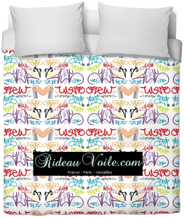 Tissu au mètre motif tag Graffiti bombe couleur rideau coussin couette