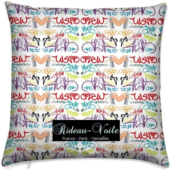 Tissu au mètre motif tag Graffiti bombe couleur rideau coussin couette