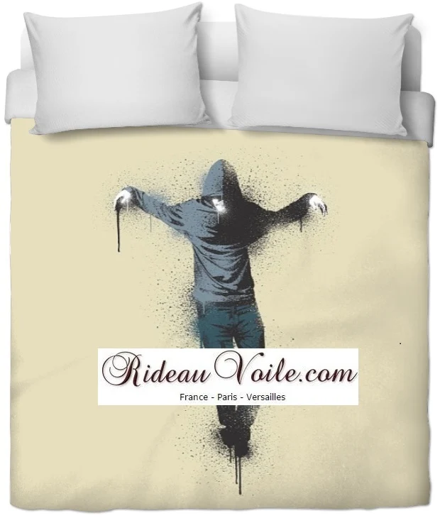 Tissu déco au mètre motif imprimé ado garçon sweat-shirt capuche Graffiti rideau couette