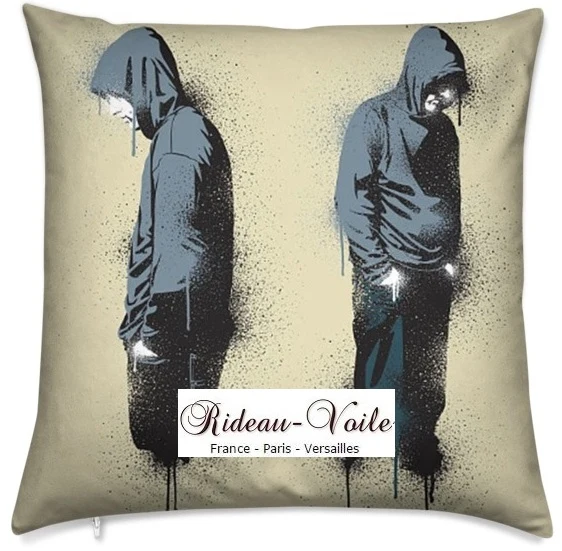 Tissu au mètre motif ado garçon capuche sweat Graffiti Art rideau couette