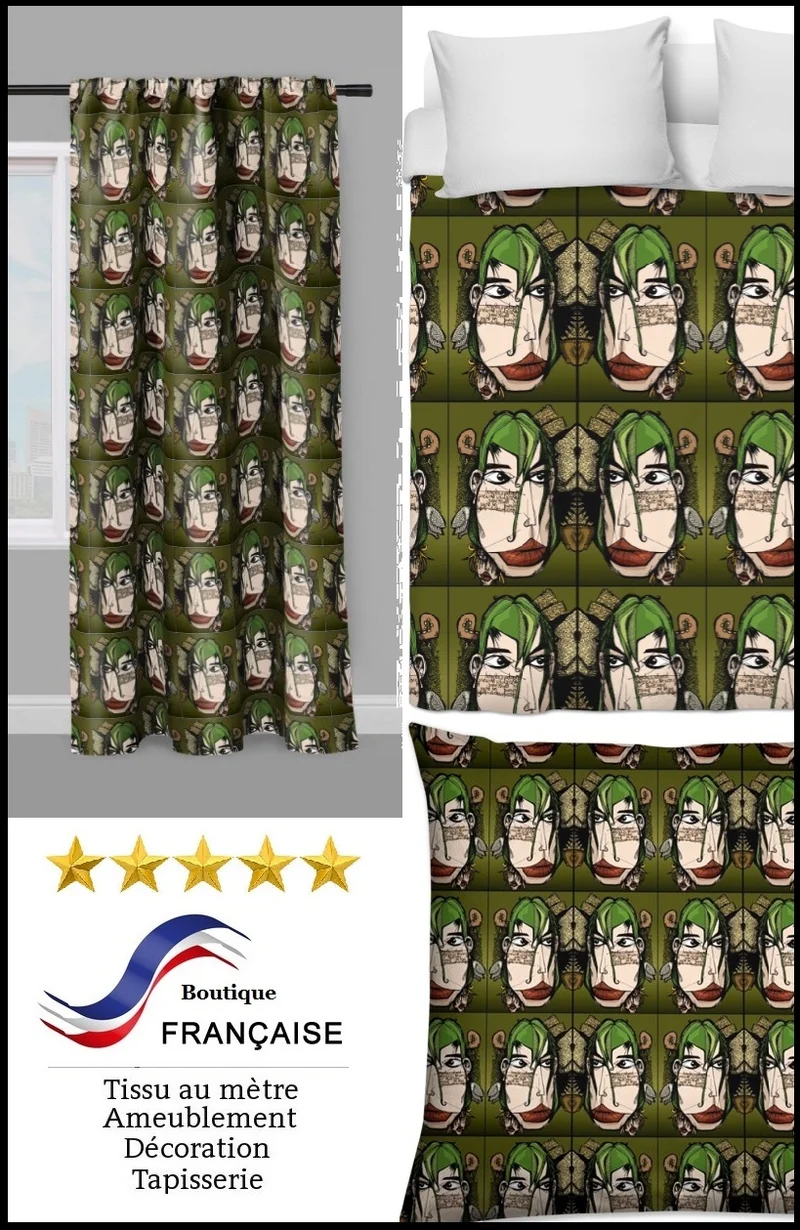 Tissu ameublement mètre motif ado fille Face Graffiti Pop Art rideau décoration couette