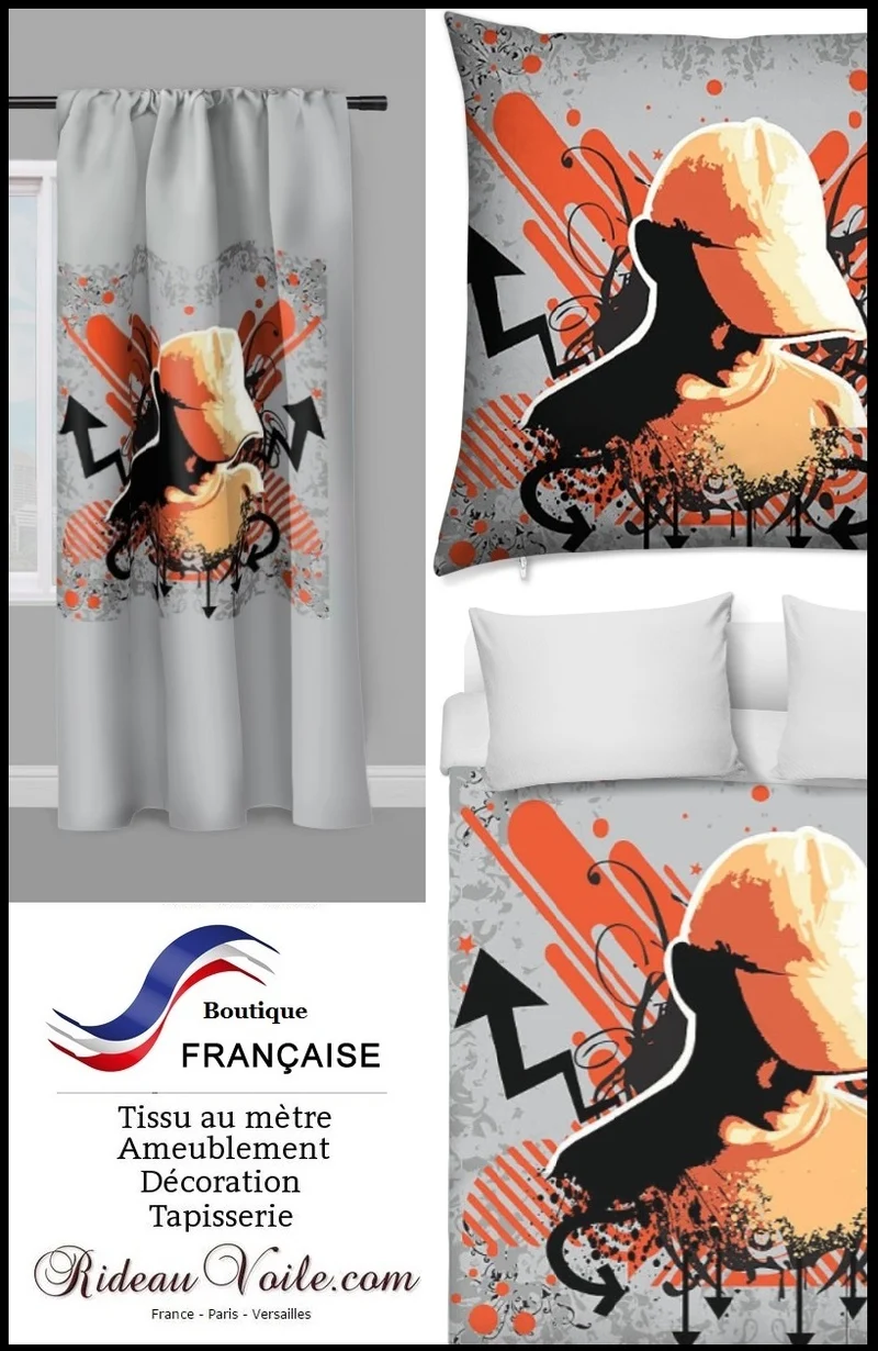 Tissu au mètre motif ado jeune design Graffiti Street Art rideau coussin couette voilage