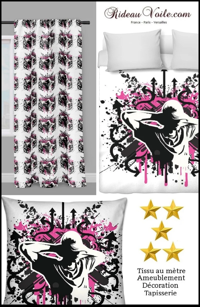 Tissu éditeur d'ameublement Graffiti Street Art au mètre rideau coussin couette