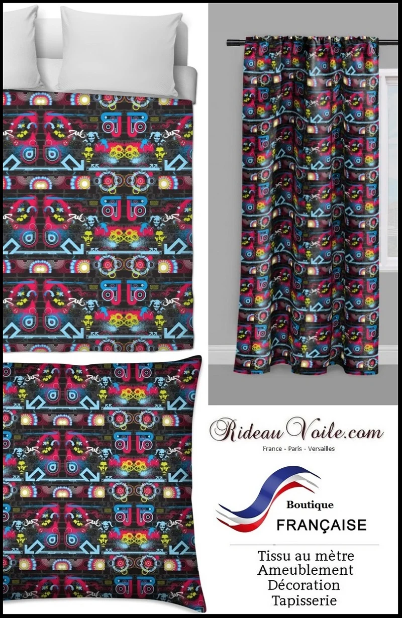 Tissu ameublement au mètre motif ado jeune design Graffiti Street Art Urban