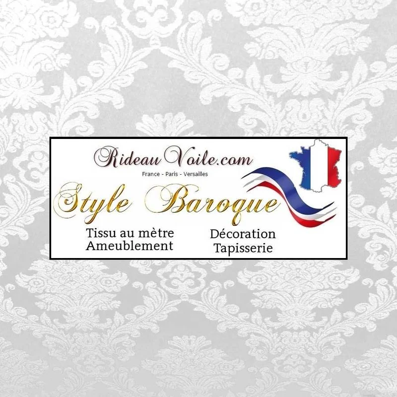 Tissu ameublement blanc mètre Empire Baroque designer rideau