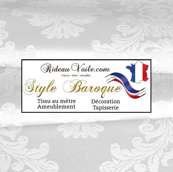 Tissu ameublement blanc mètre Empire Baroque designer rideau
