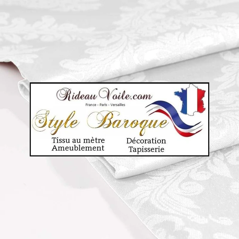 Tissu ameublement blanc mètre Empire Baroque designer rideau