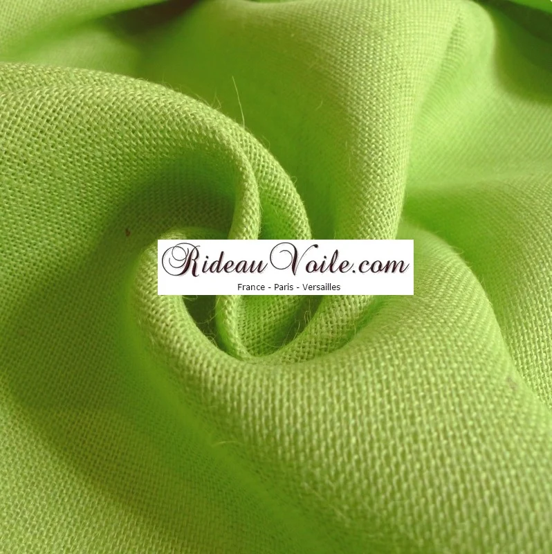 Tissu fibre ethnique Toile de Jute naturel coloré au mètre rideau vert anis