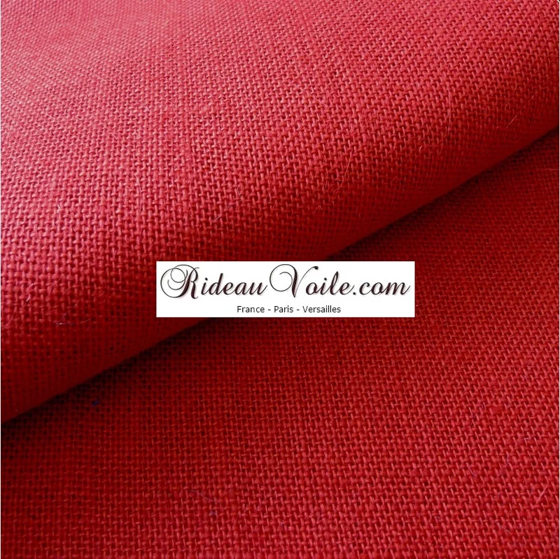 Tissu ameublement fibre ethnique Toile de Jute naturel coloré mètre rideau rouge
