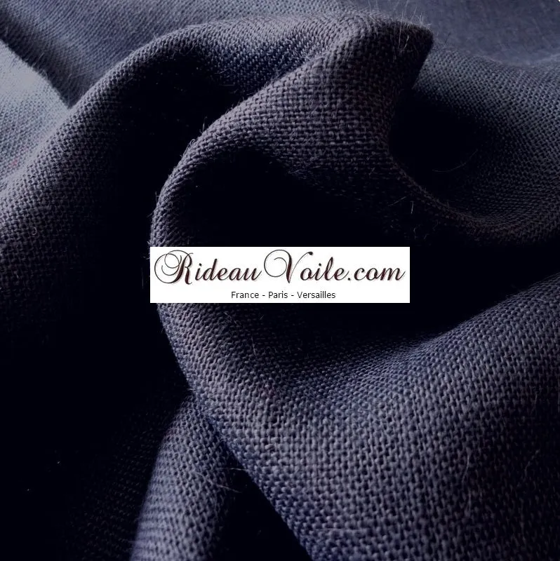 Tissu fibre ethnique Toile de Jute naturel coloré au mètre rideau bleu marine navy