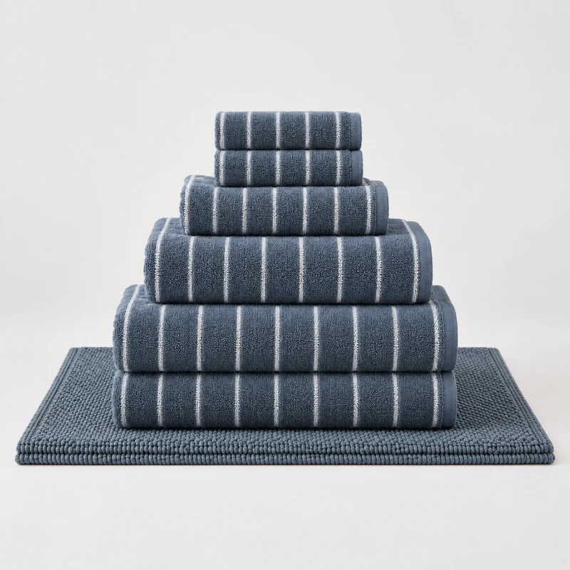 Set de bain • Rayures bleues et blanches