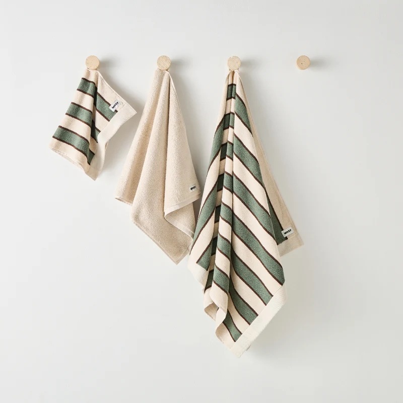 Serviette de bain • Rayures vertes