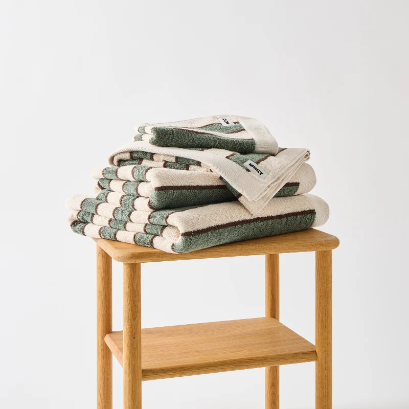 Serviette de bain • Rayures vertes