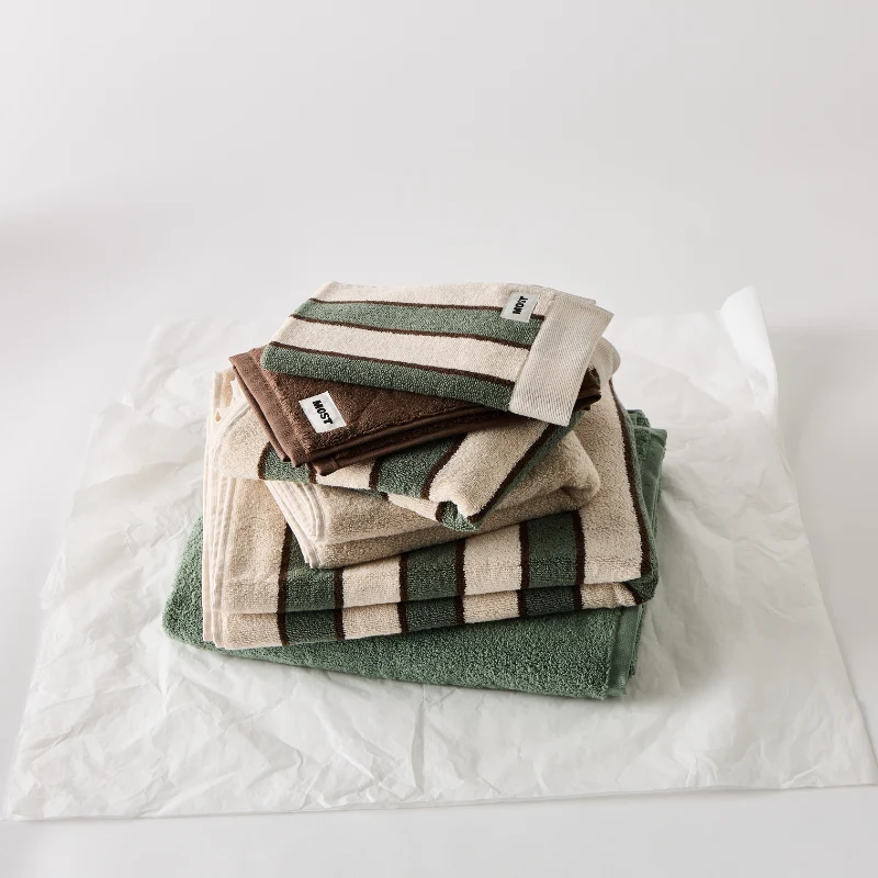 Serviette de bain • Rayures vertes