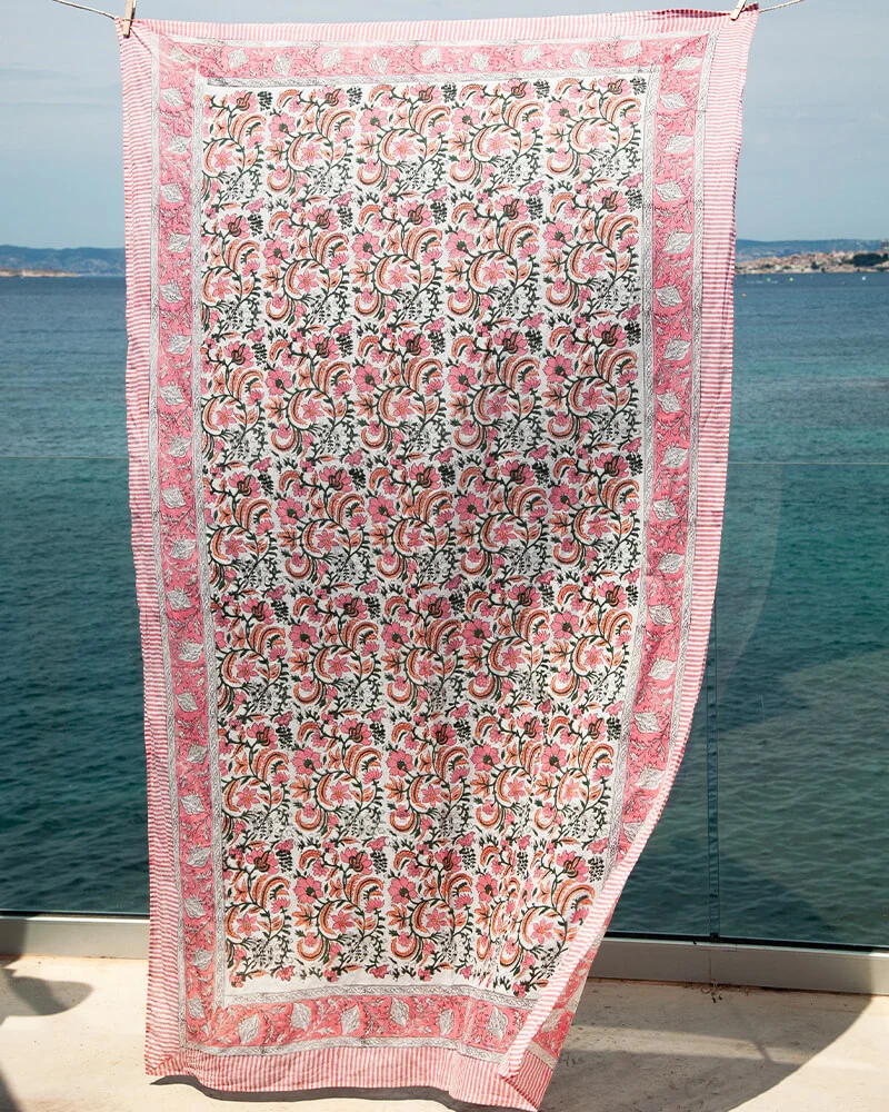 Paréo Block print rose