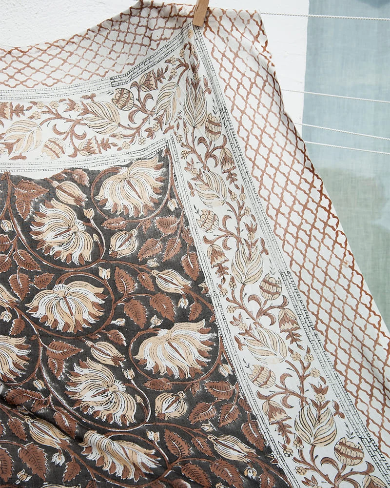 Paréo Blockprint marron