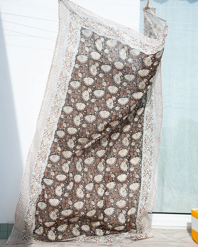 Paréo Blockprint marron