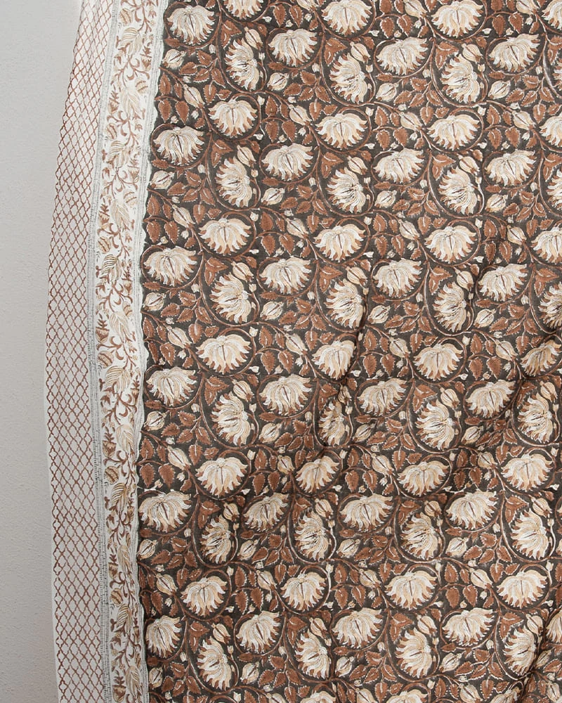 Paréo Blockprint marron