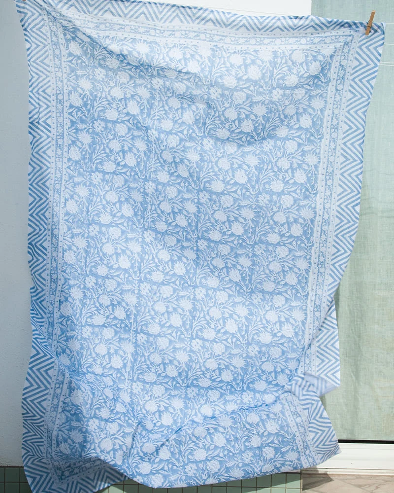Paréo Blockprint bleu