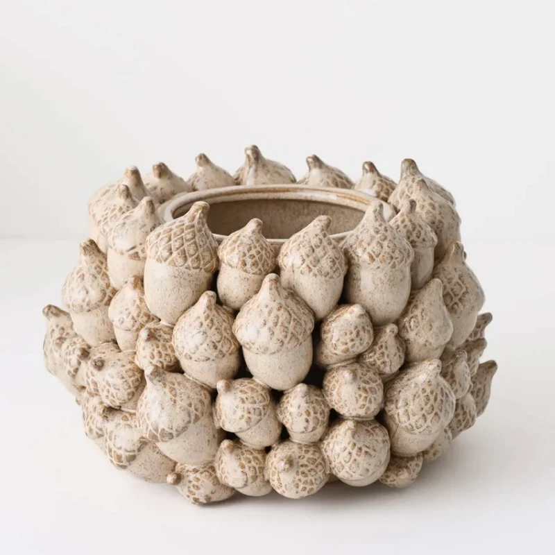 Acorn Pot - Ceramic Almond Cream