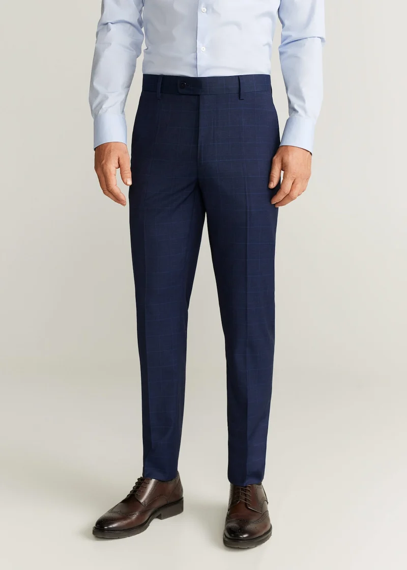 Geruite slim-fit pantalon