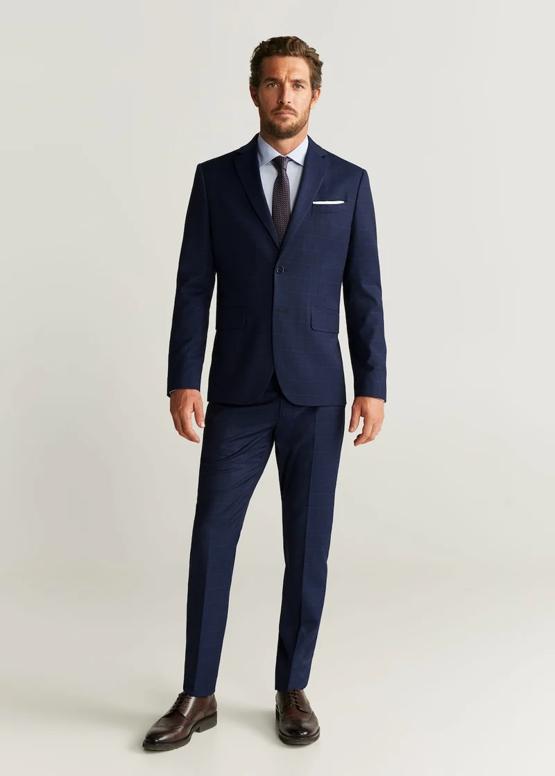 Geruite slim-fit pantalon