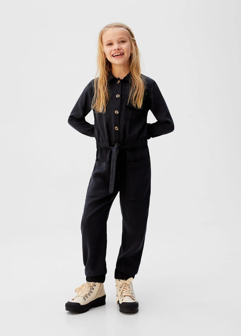 Jumpsuit van 100% lyocell met ceintuur
