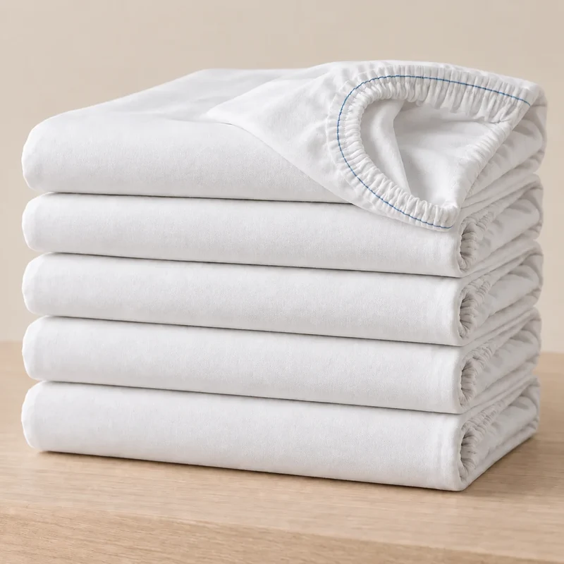 Lot de 6 draps-housses hôtel en percale de coton 200 TC
